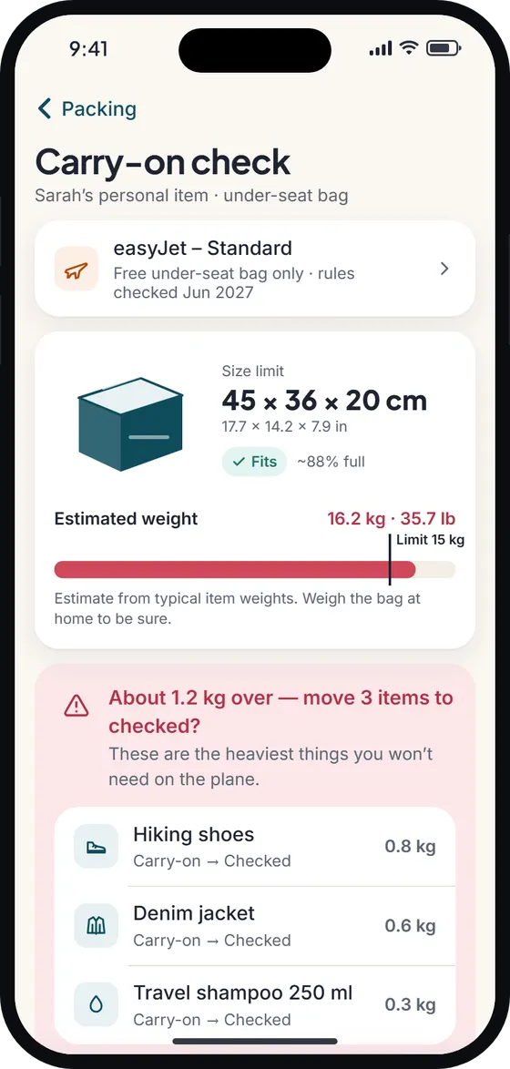 Wayfold Carry-on check screen
